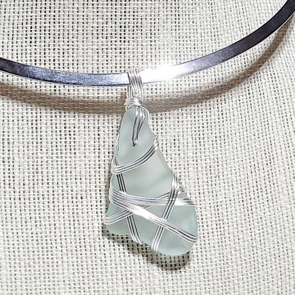 Sea Glass Coke Bottle Wire Wrapped Pendant - Picture 3 of 9